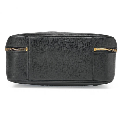 CHANEL Shoulder Bag Coco Mark Vanity 2-way Caviar Skin Black Gold-Tone Hardware, Pre-Owned