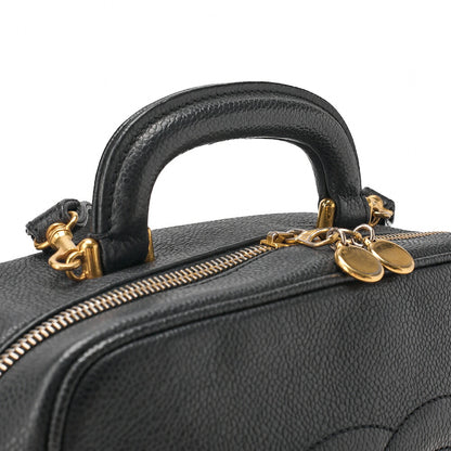 CHANEL Shoulder Bag Coco Mark Vanity 2-way Caviar Skin Black Gold-Tone Hardware, Pre-Owned
