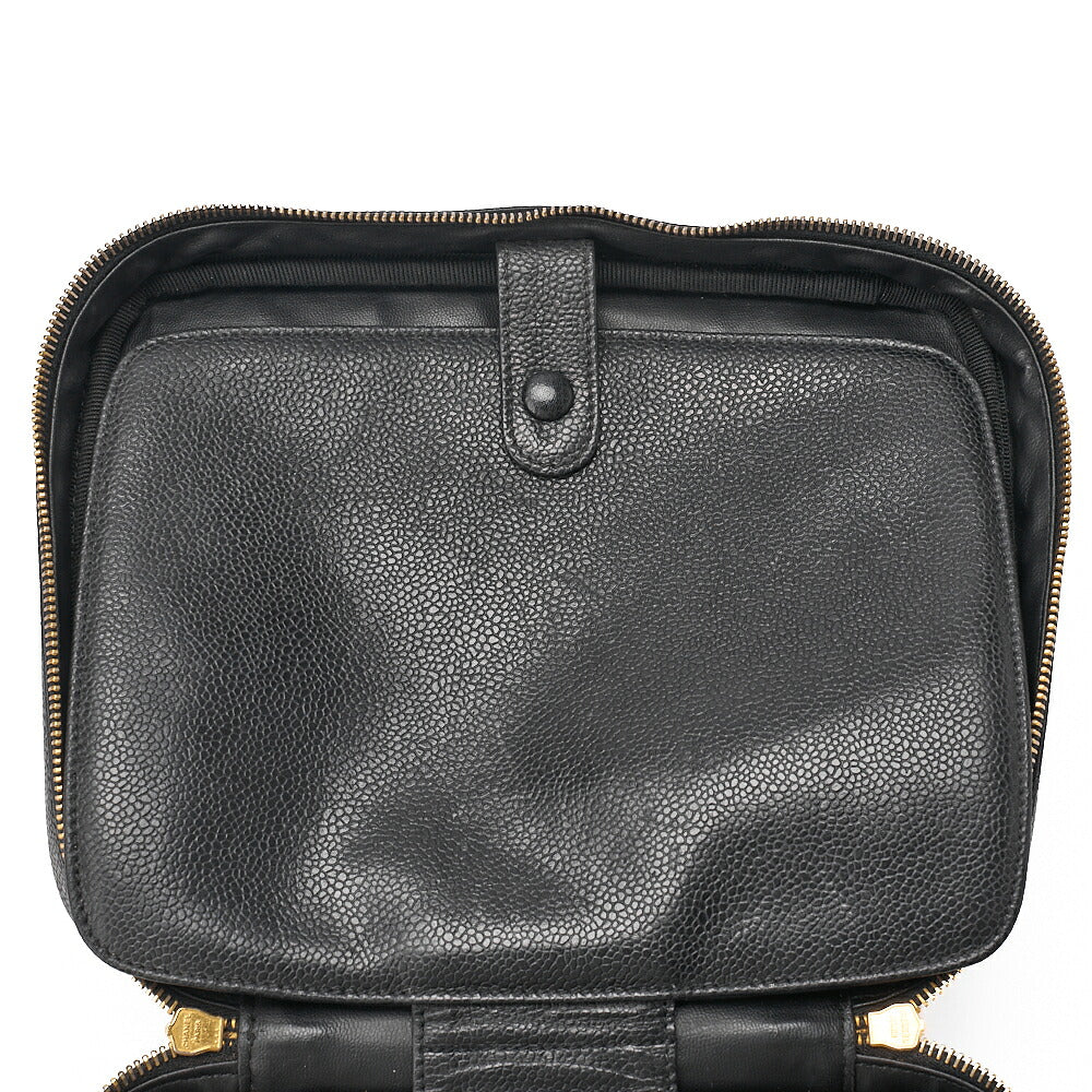 CHANEL Shoulder Bag Coco Mark Vanity 2-way Caviar Skin Black Gold-Tone Hardware, Pre-Owned