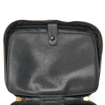 CHANEL Shoulder Bag Coco Mark Vanity 2-way Caviar Skin Black Gold-Tone Hardware, Pre-Owned