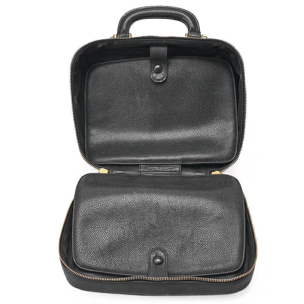 CHANEL Shoulder Bag Coco Mark Vanity 2-way Caviar Skin Black Gold-Tone Hardware, Pre-Owned