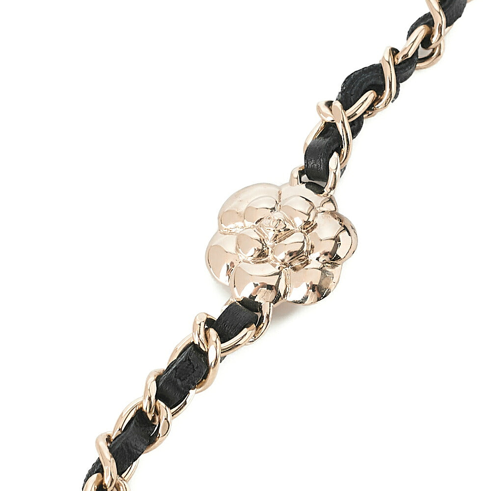 CHANEL Lambskin Mini Mini Camellia Single Chain Shoulder Black Gold-Tone Hardware, Pre-Owned