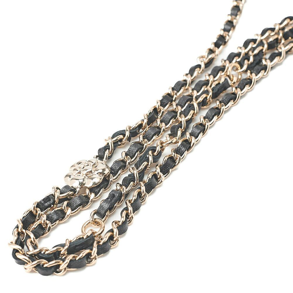 CHANEL Lambskin Mini Mini Camellia Single Chain Shoulder Black Gold-Tone Hardware, Pre-Owned