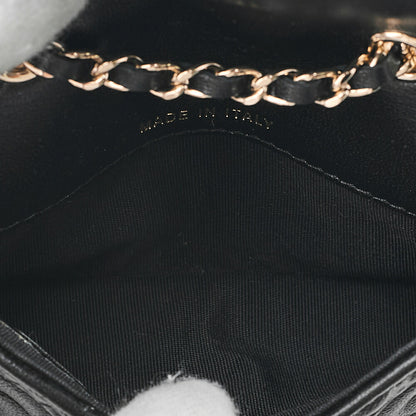 CHANEL Lambskin Mini Mini Camellia Single Chain Shoulder Black Gold-Tone Hardware, Pre-Owned