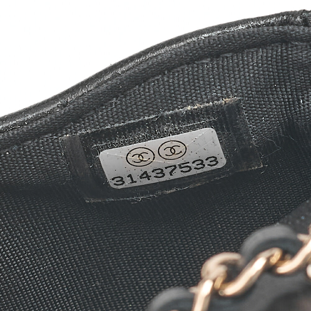 CHANEL Lambskin Mini Mini Camellia Single Chain Shoulder Black Gold-Tone Hardware, Pre-Owned