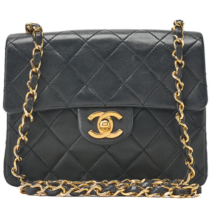 CHANEL Chain Shoulder Bag Minimat Lesser 17cm Lambskin Black Gold-Tone Hardware, Pre-Owned
