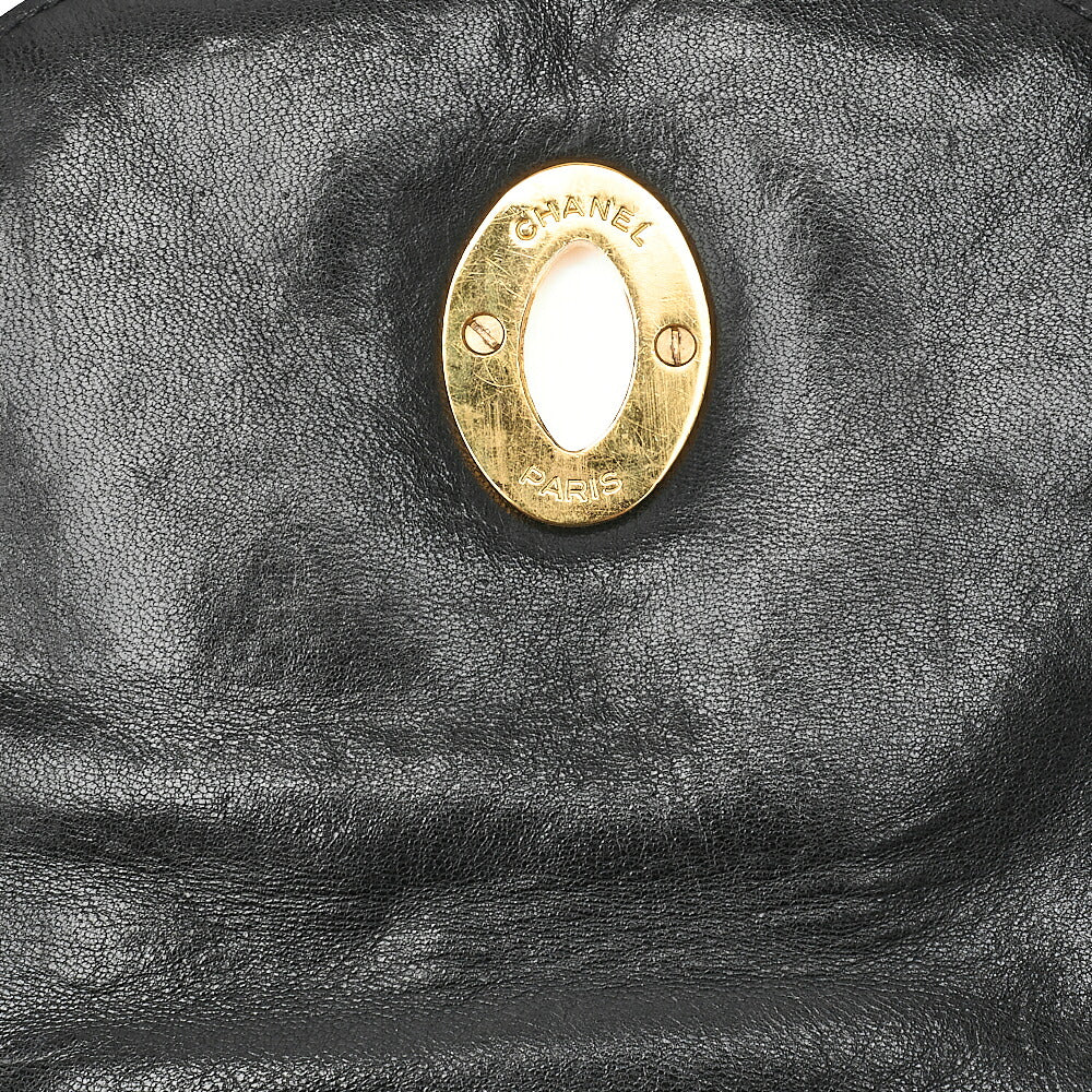 CHANEL Chanel Matelasse Double Turn Lock Chain Backpack Lambskin Black Gold-Tone Hardware, Pre-Owned