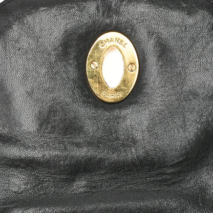 CHANEL Chanel Matelasse Double Turn Lock Chain Backpack Lambskin Black Gold-Tone Hardware, Pre-Owned