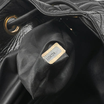 CHANEL Chanel Matelasse Double Turn Lock Chain Backpack Lambskin Black Gold-Tone Hardware, Pre-Owned