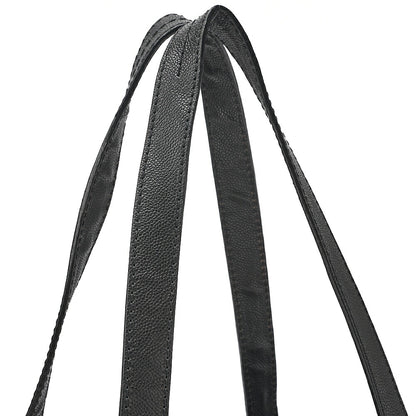CHANEL Caviar Skin x Cotton Matelasse 2.55 Lock Tote Bag Black Silver-Tone Hardware, Pre-Owned
