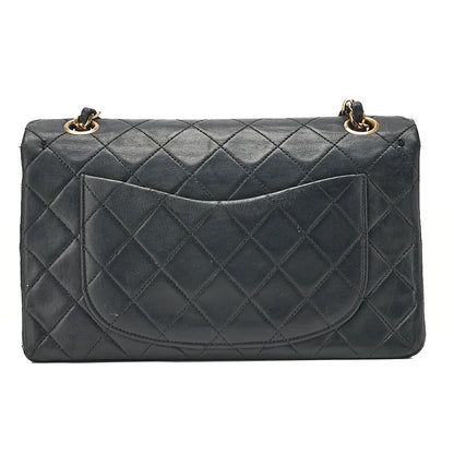 CHANEL Lambskin Matelasse Double Flap 23cm Chain Shoulder Black Gold-Tone Hardware, Pre-Owned