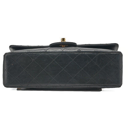 CHANEL Lambskin Matelasse Double Flap 23cm Chain Shoulder Black Gold-Tone Hardware, Pre-Owned