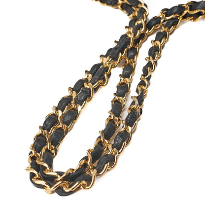CHANEL Lambskin Matelasse Double Flap 23cm Chain Shoulder Black Gold-Tone Hardware, Pre-Owned