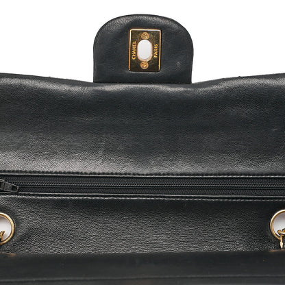 CHANEL Lambskin Matelasse Double Flap 23cm Chain Shoulder Black Gold-Tone Hardware, Pre-Owned