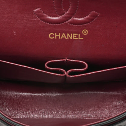 CHANEL Lambskin Matelasse Double Flap 23cm Chain Shoulder Black Gold-Tone Hardware, Pre-Owned