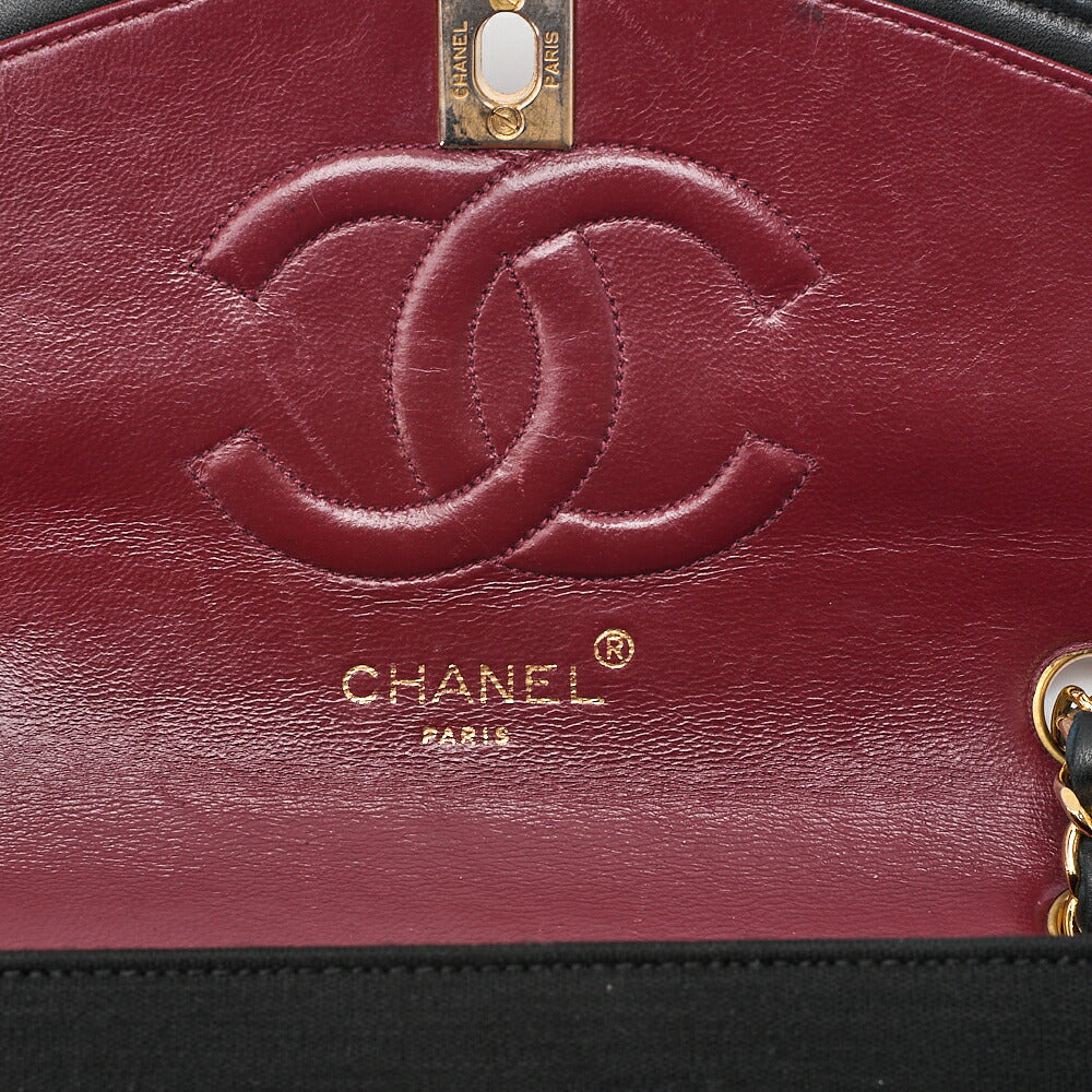 CHANEL Cotton x Lamb Matelasse Design Flap Chain Shoulder Black Gold-Tone Hardware, Pre-Owned