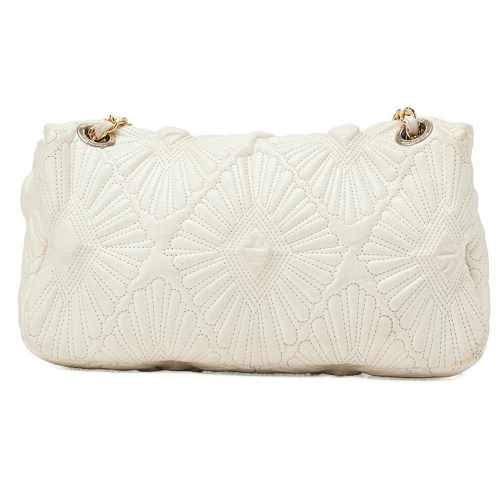 CHANEL Calfskin Diamond Stitch Single Flap Chain Shoulder Bag White Gold-Tone Hardware, Pre-Owned