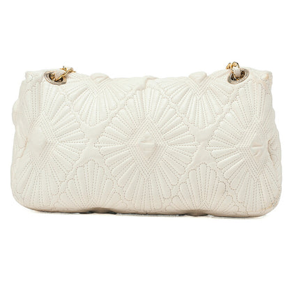 CHANEL Calfskin Diamond Stitch Single Flap Chain Shoulder Bag White Gold-Tone Hardware, Pre-Owned