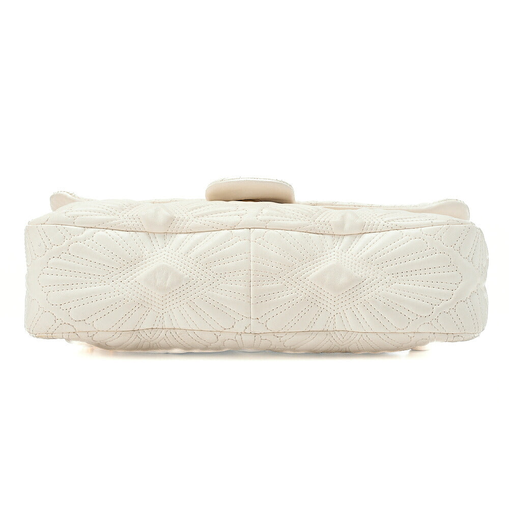 CHANEL Calfskin Diamond Stitch Single Flap Chain Shoulder Bag White Gold-Tone Hardware, Pre-Owned