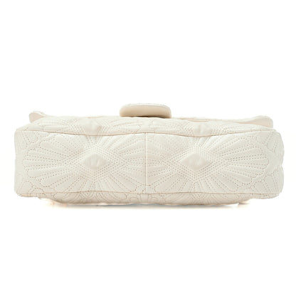 CHANEL Calfskin Diamond Stitch Single Flap Chain Shoulder Bag White Gold-Tone Hardware, Pre-Owned