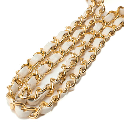 CHANEL Calfskin Diamond Stitch Single Flap Chain Shoulder Bag White Gold-Tone Hardware, Pre-Owned