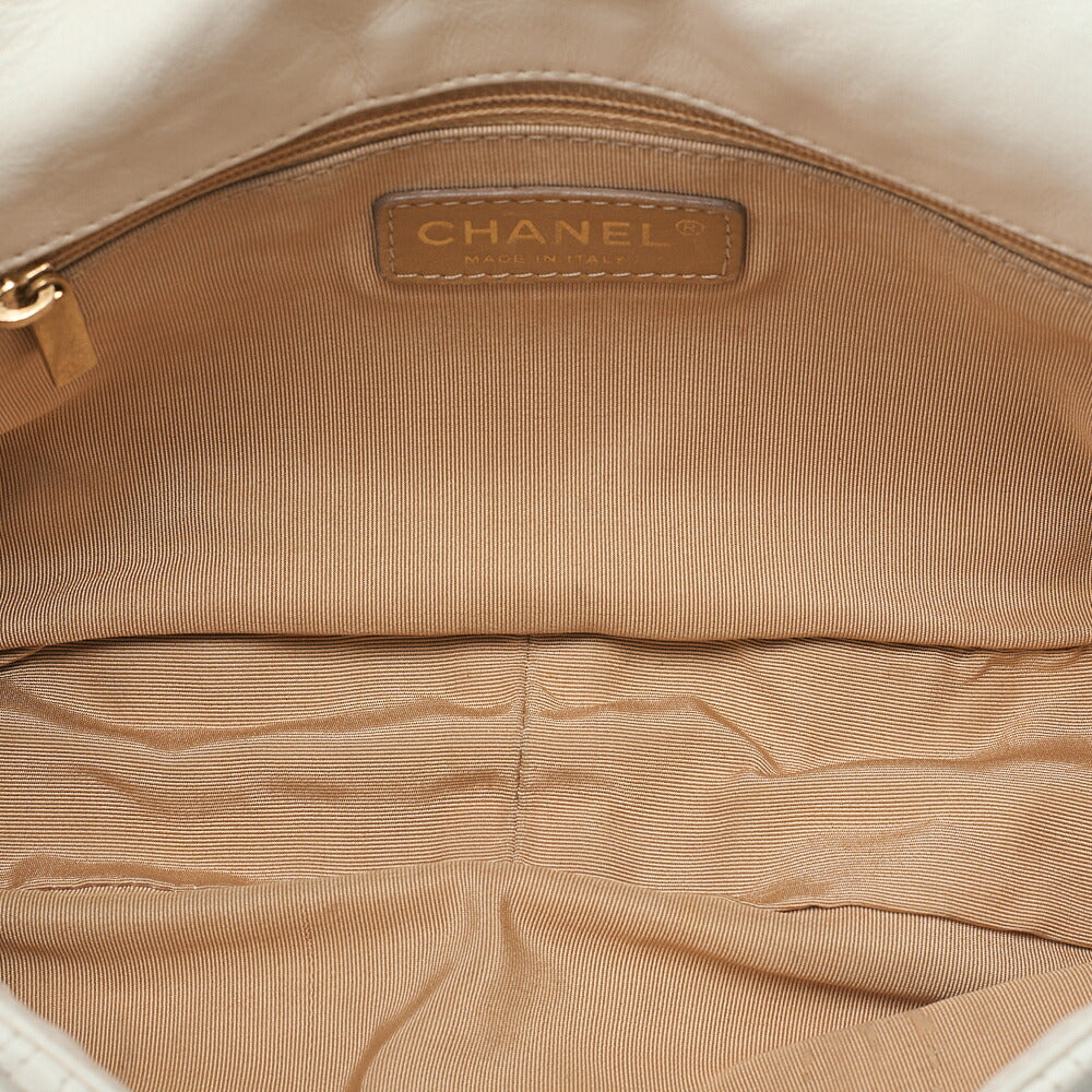 CHANEL Calfskin Diamond Stitch Single Flap Chain Shoulder Bag White Gold-Tone Hardware, Pre-Owned