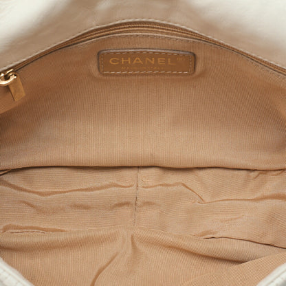 CHANEL Calfskin Diamond Stitch Single Flap Chain Shoulder Bag White Gold-Tone Hardware, Pre-Owned