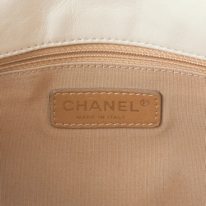 CHANEL Calfskin Diamond Stitch Single Flap Chain Shoulder Bag White Gold-Tone Hardware, Pre-Owned