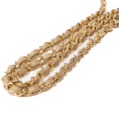 CHANEL Lambskin Matelasse Full Flap Chain Shoulder Beige Gold-Tone Hardware, Pre-Owned