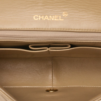 CHANEL Lambskin Matelasse Full Flap Chain Shoulder Beige Gold-Tone Hardware, Pre-Owned