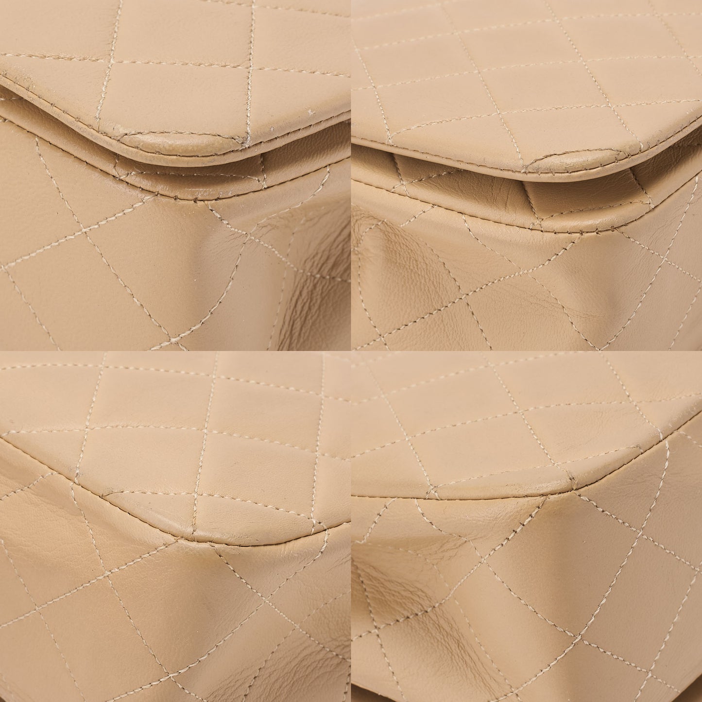 CHANEL Lambskin Matelasse Full Flap Chain Shoulder Beige Gold-Tone Hardware, Pre-Owned