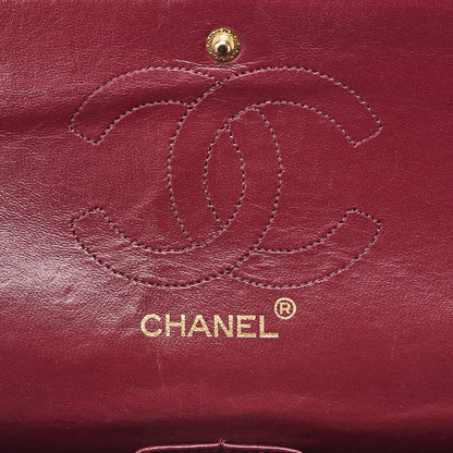 CHANEL Lambskin Matelasse W Straight Flap Chain Shoulder Black Gold -Tone Hardware, Pre-Owned