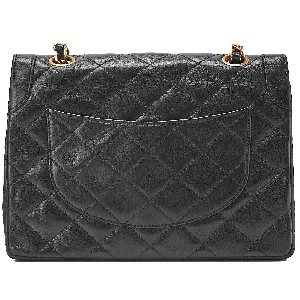 CHANEL Lambskin Matelasse Paris Limited 22cm Double Flap Shoulder Bag Black Gold-Tone Hardware, Pre-Owned
