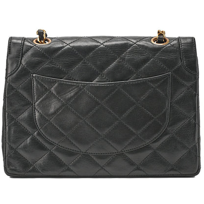 CHANEL Lambskin Matelasse Paris Limited 22cm Double Flap Shoulder Bag Black Gold-Tone Hardware, Pre-Owned