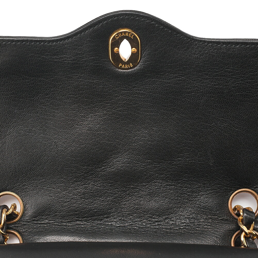 CHANEL Lambskin Matelasse Paris Limited 22cm Double Flap Shoulder Bag Black Gold-Tone Hardware, Pre-Owned