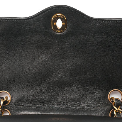 CHANEL Lambskin Matelasse Paris Limited 22cm Double Flap Shoulder Bag Black Gold-Tone Hardware, Pre-Owned