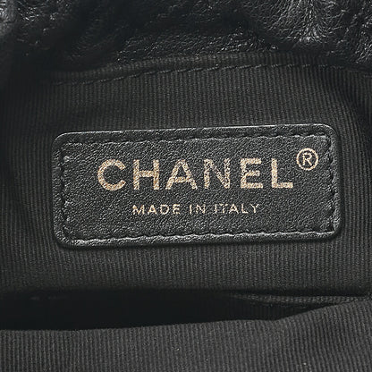 CHANEL Lambskin x Perois with Charm Drawstring Style Chain Shoulder Black Gold-Tone Hardware, Pre-Owned
