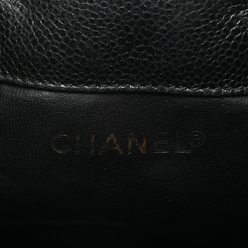 CHANEL Chain Shoulder Bag Caviar Skin Triple Coco Drawstring Ball Charm Black Gold-Tone Hardware, Pre-Owned