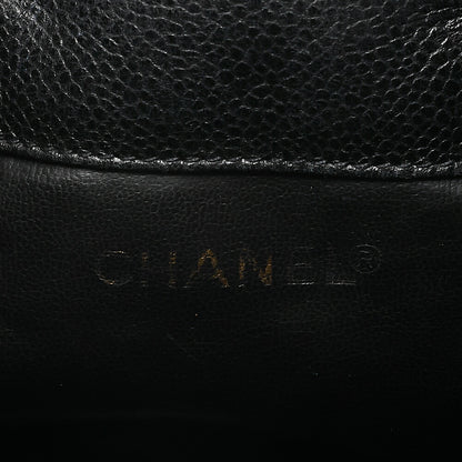 CHANEL Chain Shoulder Bag Caviar Skin Triple Coco Drawstring Ball Charm Black Gold-Tone Hardware, Pre-Owned