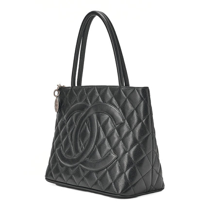 CHANEL Matelasse Reissue Tote Caviar Skin Black Silver-Tone Hardware, Pre-Owned