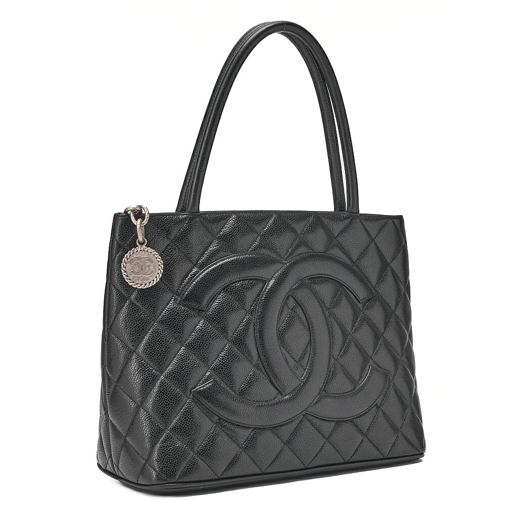 CHANEL Matelasse Reissue Tote Caviar Skin Black Silver-Tone Hardware, Pre-Owned
