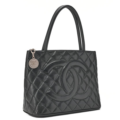 CHANEL Matelasse Reissue Tote Caviar Skin Black Silver-Tone Hardware, Pre-Owned