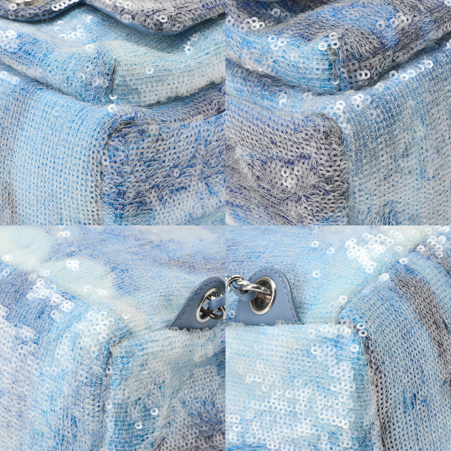 CHANEL Sequin Coco Mark Chain Backpack Blue Multicolor Silver-Tone Hardware, Pre-Owned