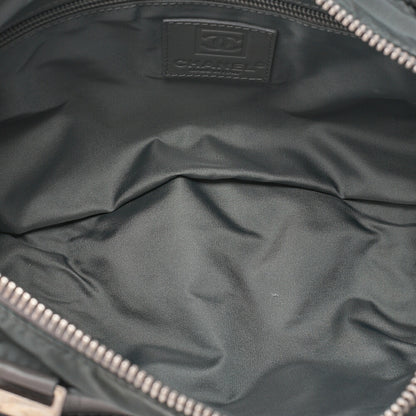 CHANEL Coco Mark Sports Line Tote Bag Lambskin x Fur x Canvas Green Silver-Tone Hardware, Pre-Owned