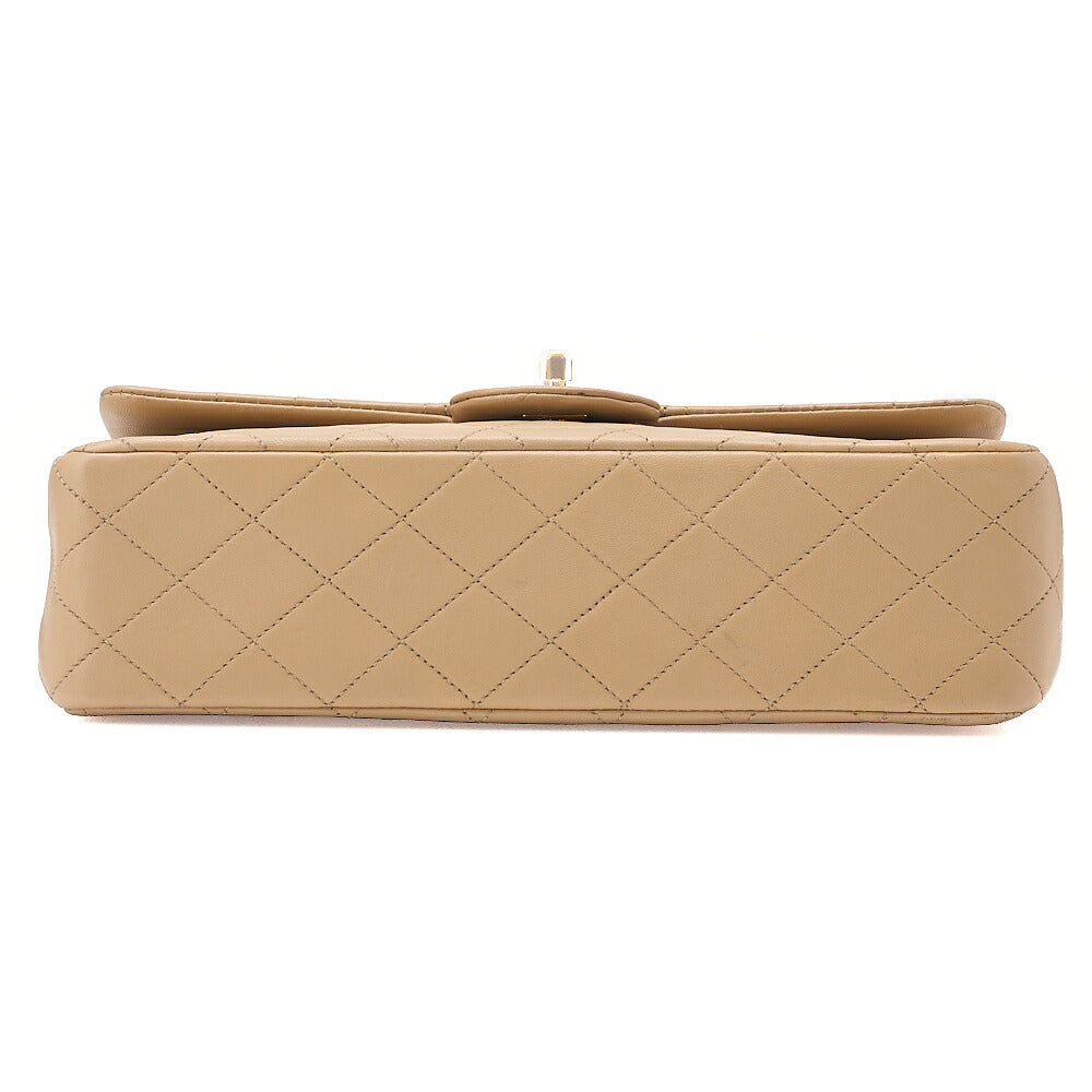 CHANEL Shoulder Bag Matelasse Double Flap 25cm Chain Shoulder Lambskin Beige Gold-Tone Hardware, Pre-Owned
