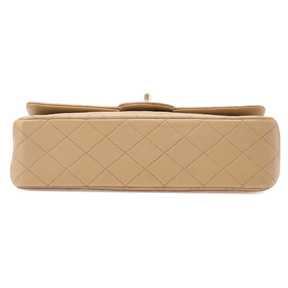 CHANEL Shoulder Bag Matelasse Double Flap 25cm Chain Shoulder Lambskin Beige Gold-Tone Hardware, Pre-Owned