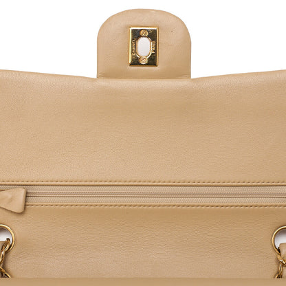 CHANEL Shoulder Bag Matelasse Double Flap 25cm Chain Shoulder Lambskin Beige Gold-Tone Hardware, Pre-Owned