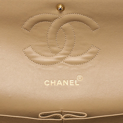 CHANEL Shoulder Bag Matelasse Double Flap 25cm Chain Shoulder Lambskin Beige Gold-Tone Hardware, Pre-Owned