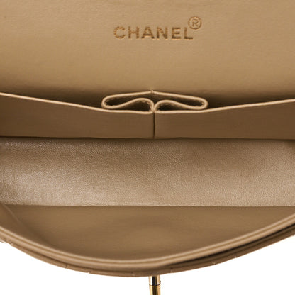 CHANEL Shoulder Bag Matelasse Double Flap 25cm Chain Shoulder Lambskin Beige Gold-Tone Hardware, Pre-Owned
