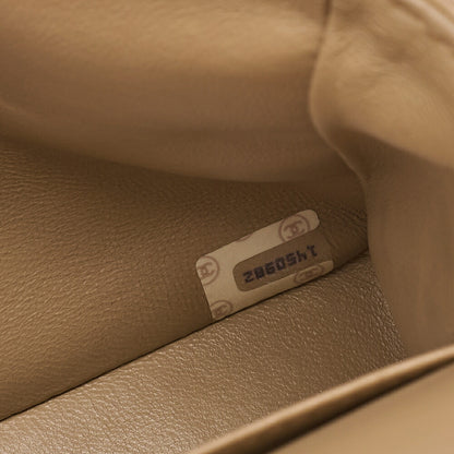 CHANEL Shoulder Bag Matelasse Double Flap 25cm Chain Shoulder Lambskin Beige Gold-Tone Hardware, Pre-Owned
